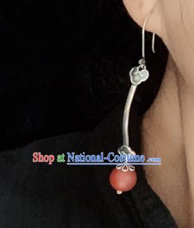 China National Agate Earrings Traditional Cheongsam Silver Ruyi Ear Accessories