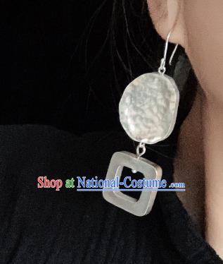 China Traditional Cheongsam Silver Carving Ear Accessories National Earrings