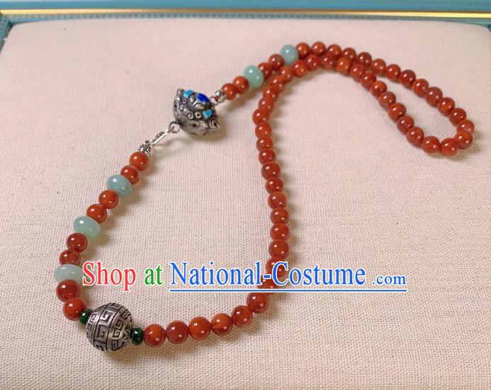 Handmade Chinese Agate Beads Necklet Accessories National Blueing Necklace