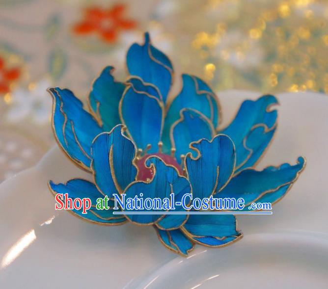 China Handmade Cloisonne Lotus Brooch Accessories Traditional Qing Dynasty Tourmaline Breastpin Jewelry