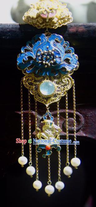 China Traditional Filigree Jewelry Necklace Accessories Qing Dynasty Cloisonne Peony Necklet Pendant