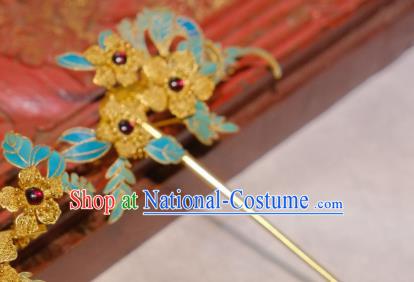 Chinese Traditional Hair Jewelry Ancient Ming Dynasty Empress Hairpin Filigree Flowers Hair Stick