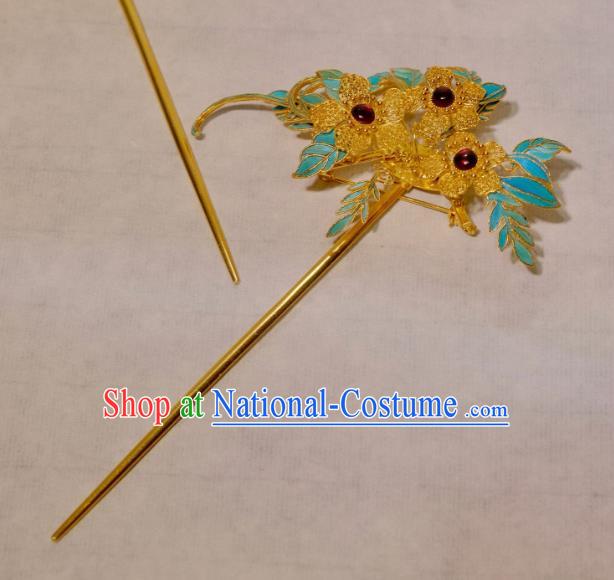 Chinese Traditional Hair Jewelry Ancient Ming Dynasty Empress Hairpin Filigree Flowers Hair Stick