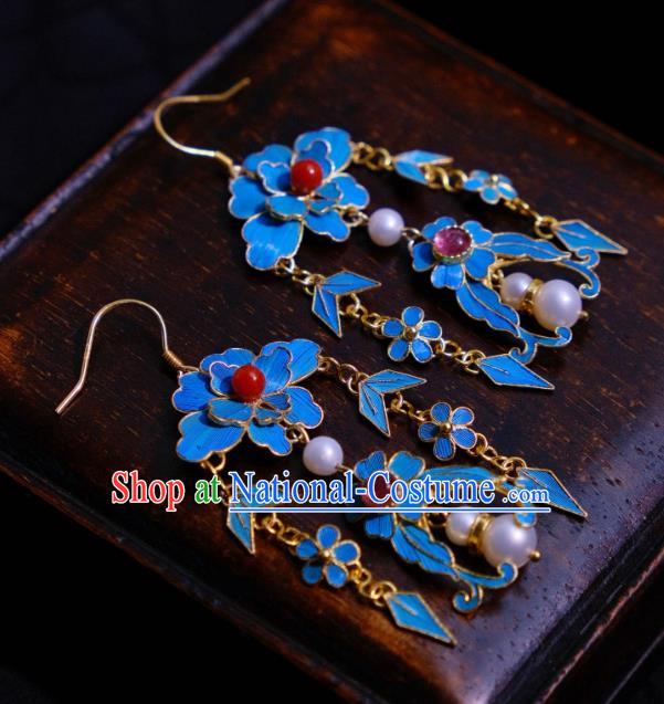 Chinese Cheongsam Tourmaline Ear Accessories Traditional Pearls Earrings Culture Jewelry