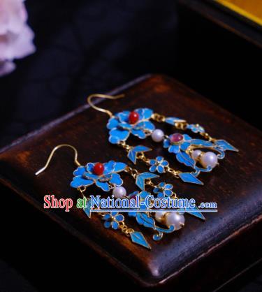 Chinese Cheongsam Tourmaline Ear Accessories Traditional Pearls Earrings Culture Jewelry