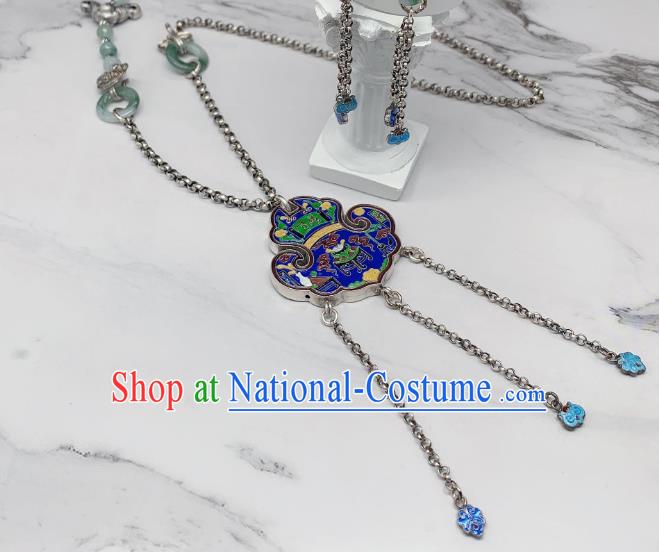 Handmade Chinese Wedding Blueing Necklace National Silver Tassel Necklet Accessories