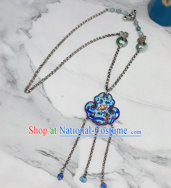 Handmade Chinese Wedding Blueing Necklace National Silver Tassel Necklet Accessories