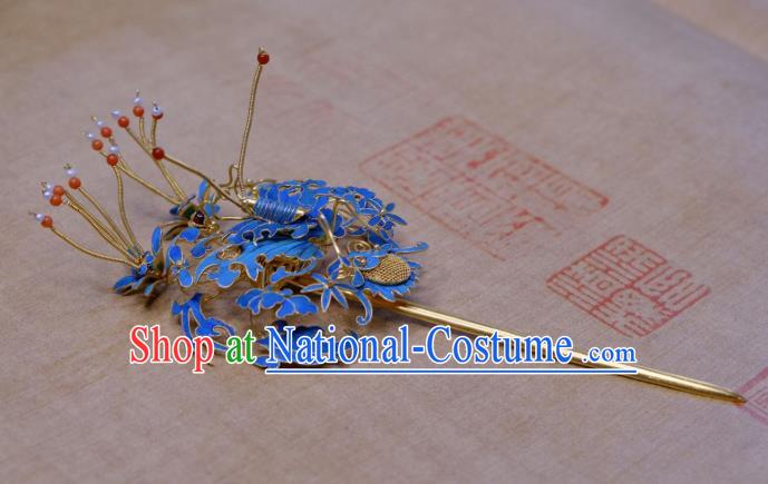 Chinese Handmade Cloisonne Hairpin Ancient Qing Dynasty Empress Filigree Hair Stick Traditional Hair Jewelry