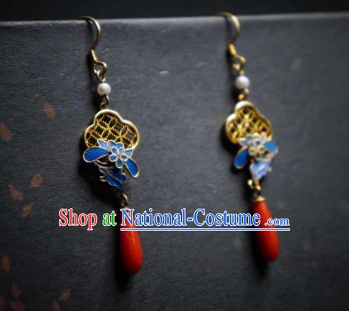 Chinese Cheongsam Filigree Ear Accessories Traditional Culture Jewelry Agate Earrings