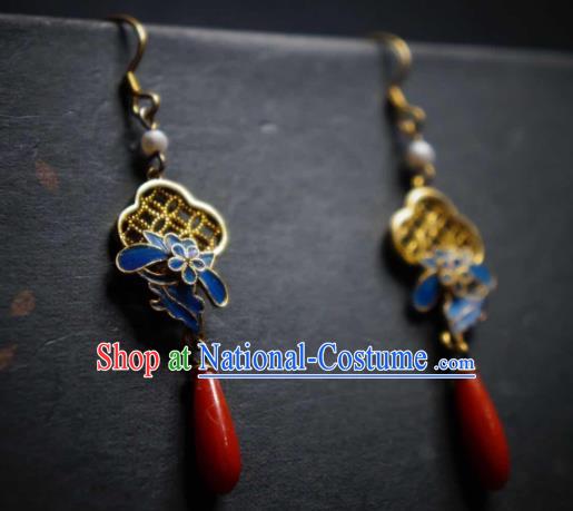 Chinese Cheongsam Filigree Ear Accessories Traditional Culture Jewelry Agate Earrings