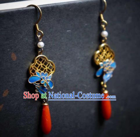 Chinese Cheongsam Filigree Ear Accessories Traditional Culture Jewelry Agate Earrings