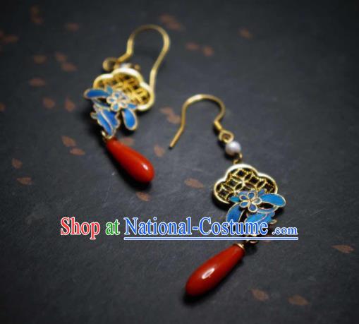 Chinese Cheongsam Filigree Ear Accessories Traditional Culture Jewelry Agate Earrings