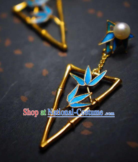 Handmade Chinese Cheongsam Bamboo Leaf Ear Accessories Traditional Culture Jewelry Earrings