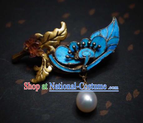 China Traditional Cheongsam Pearl Breastpin Jewelry Handmade Butterfly Brooch Accessories