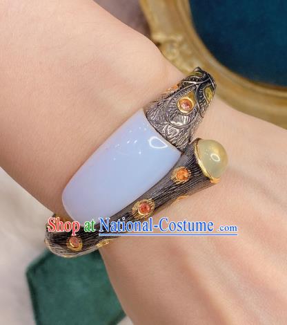 Handmade Chinese National Bracelet Traditional Hetian Jade Wristlet Accessories