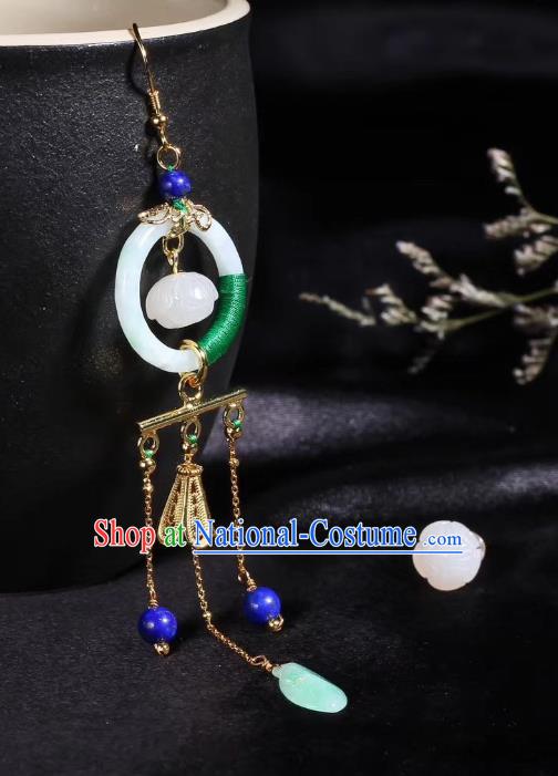 China Traditional Jade Ear Accessories Classical Cheongsam Tassel Earrings