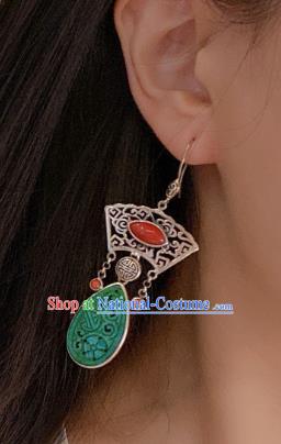 China Traditional Ear Accessories Classical Cheongsam Jadeite Earrings