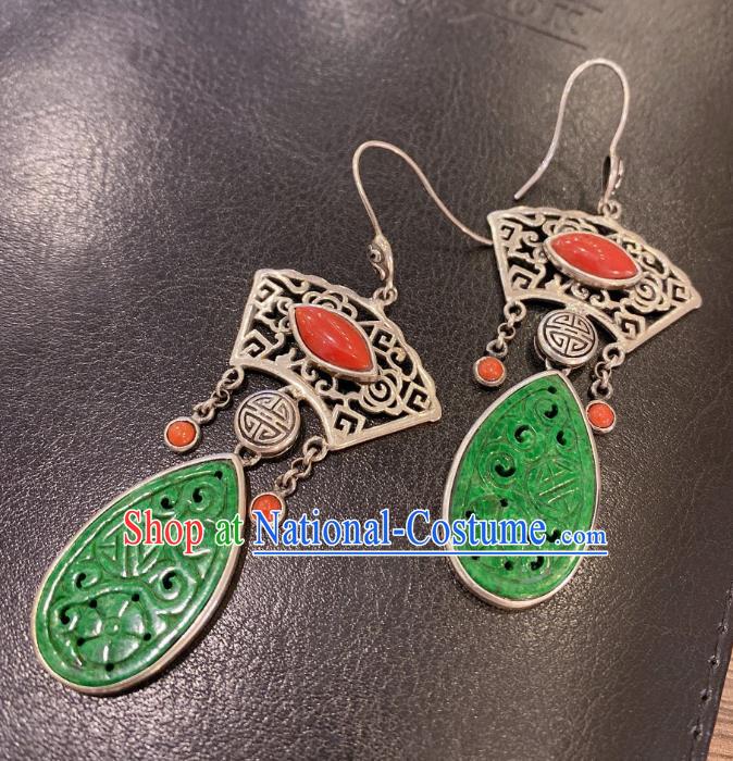 China Traditional Ear Accessories Classical Cheongsam Jadeite Earrings