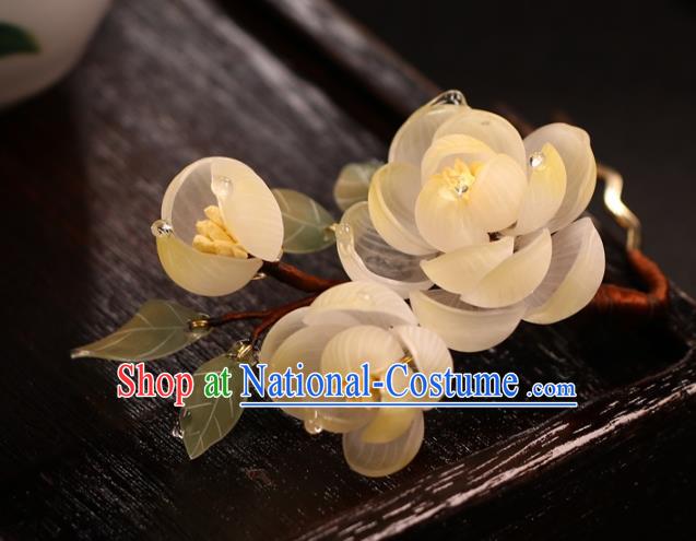 China Classical Yellow Flowers Hairpin Traditional Hanfu Hair Stick Hair Accessories