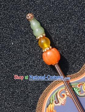 China Hanfu Jade Gourd Hair Stick Traditional Hair Accessories Classical Ming Dynasty Hairpin