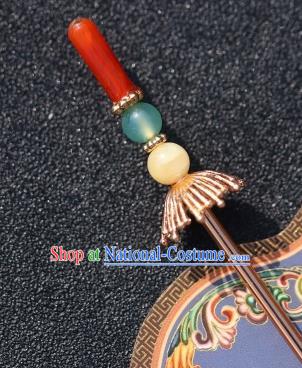 China Traditional Hair Accessories Classical Ming Dynasty Hairpin Hanfu Agate Hair Stick