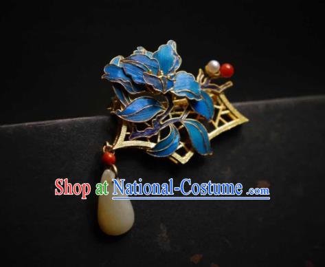 China Traditional Cheongsam Jade Breastpin Jewelry Handmade Brooch Accessories