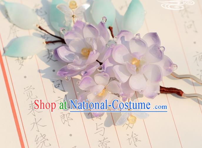 China Traditional Song Dynasty Princess Hairpin Classical Hair Accessories Hanfu Lilac Flowers Hair Stick