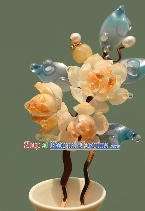 China Hanfu Begonia Hair Stick Classical Hair Accessories Traditional Ming Dynasty Princess Hairpin