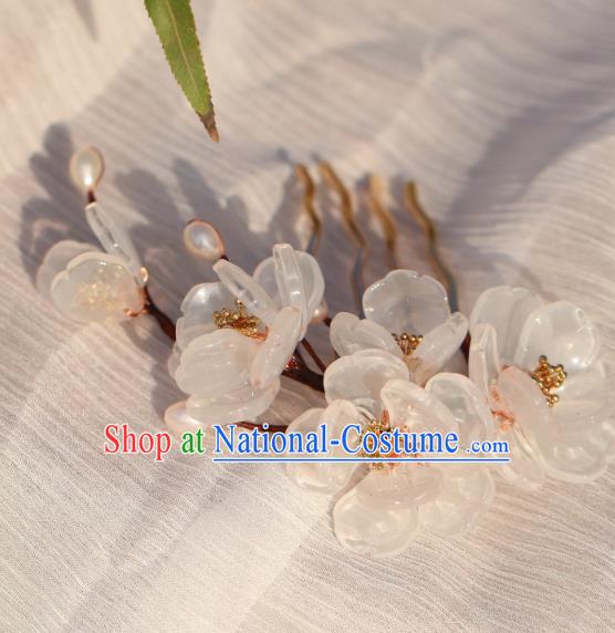 China Hanfu White Flowers Hair Comb Classical Hair Accessories Traditional Ming Dynasty Hairpin