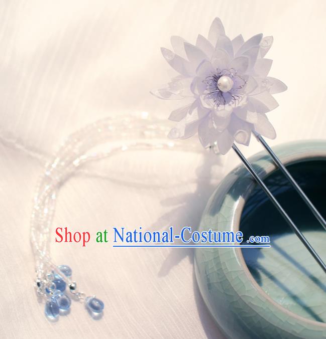 China Classical Hair Accessories Traditional Song Dynasty Princess Lilac Epiphyllum Hairpin Hanfu Beads Tassel Hair Stick