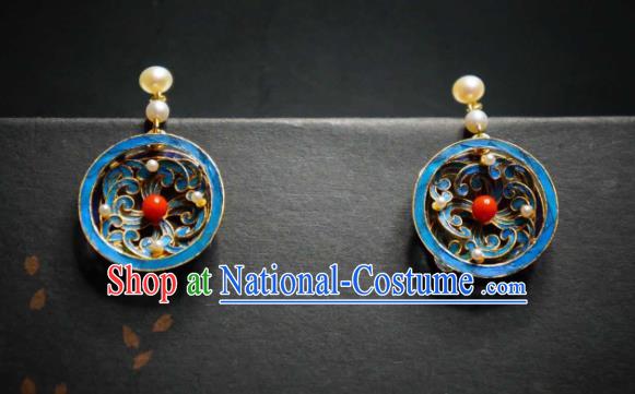 Handmade Chinese Cheongsam Ear Accessories Traditional Culture Jewelry Pearls Earrings