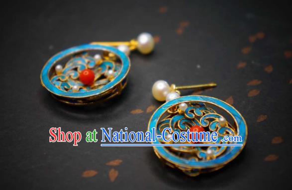 Handmade Chinese Cheongsam Ear Accessories Traditional Culture Jewelry Pearls Earrings