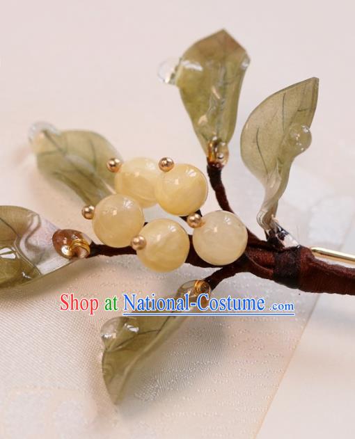 China Hanfu Hair Stick Traditional Ming Dynasty Princess Loquat Hairpin Classical Hair Accessories