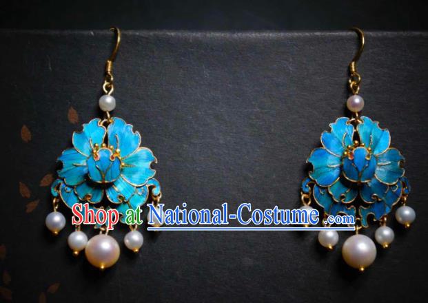 Handmade Chinese Qing Dynasty Court Earrings Cheongsam Ear Accessories Traditional Culture Jewelry