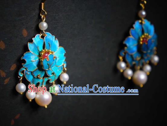 Handmade Chinese Qing Dynasty Court Earrings Cheongsam Ear Accessories Traditional Culture Jewelry