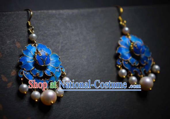 Handmade Chinese Qing Dynasty Court Earrings Cheongsam Ear Accessories Traditional Culture Jewelry