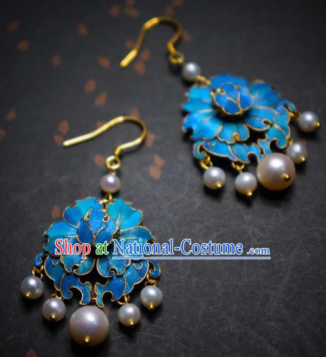 Handmade Chinese Qing Dynasty Court Earrings Cheongsam Ear Accessories Traditional Culture Jewelry