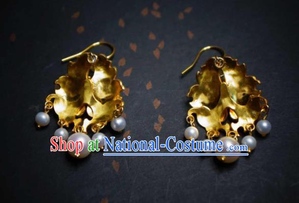 Handmade Chinese Qing Dynasty Court Earrings Cheongsam Ear Accessories Traditional Culture Jewelry