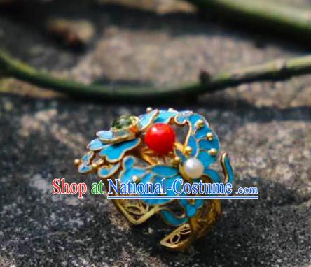 China Handmade Butterfly Ring Traditional Cheongsam Circlet Jewelry Jadeite Accessories