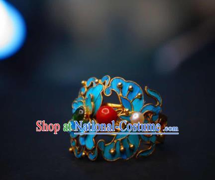 China Handmade Butterfly Ring Traditional Cheongsam Circlet Jewelry Jadeite Accessories