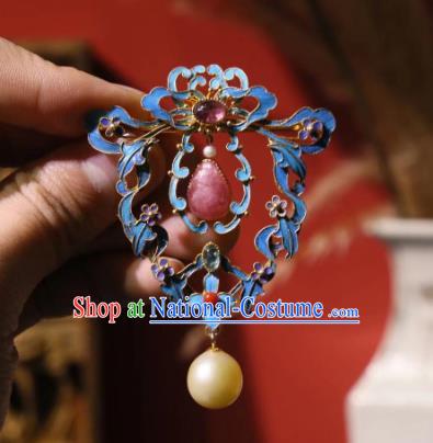 China Traditional Cheongsam Rose Quartz Breastpin Accessories Handmade Pearls Brooch