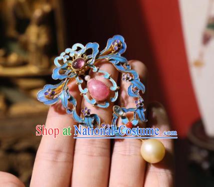 China Traditional Cheongsam Rose Quartz Breastpin Accessories Handmade Pearls Brooch