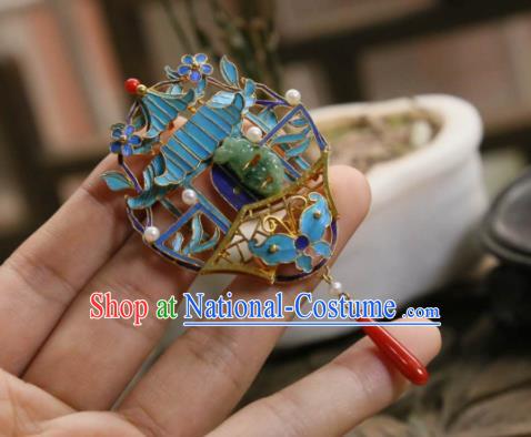 China Handmade Jadeite Brooch Traditional Cheongsam Cloisonne Butterfly Breastpin Accessories