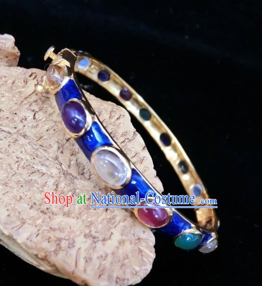 Handmade Chinese Wedding Cloisonne Bangle Accessories National Gems Bracelet