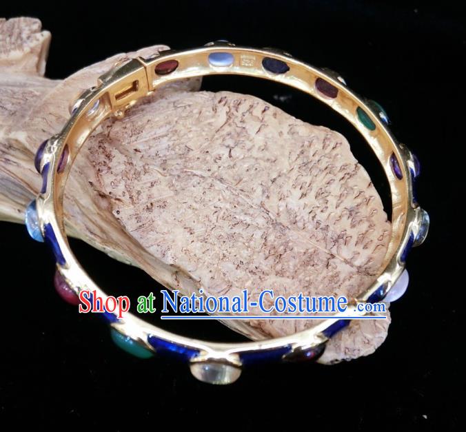 Handmade Chinese Wedding Cloisonne Bangle Accessories National Gems Bracelet