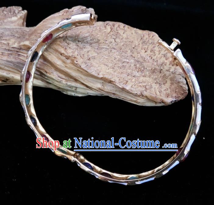 Handmade Chinese Enamel White Bangle Accessories National Wedding Gems Bracelet