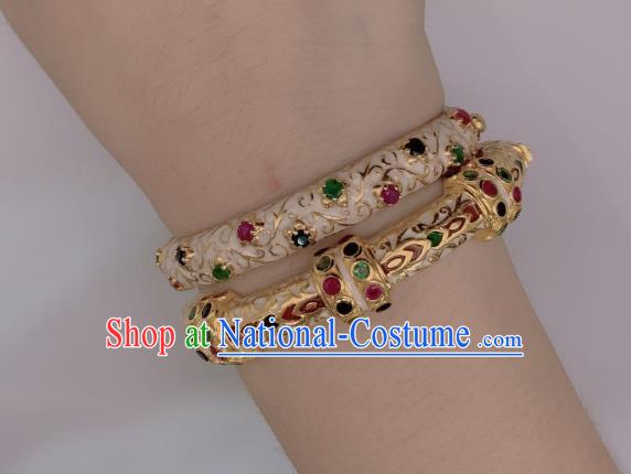 Handmade Chinese National Crystal Bracelet Enamel Gems Bangle Accessories