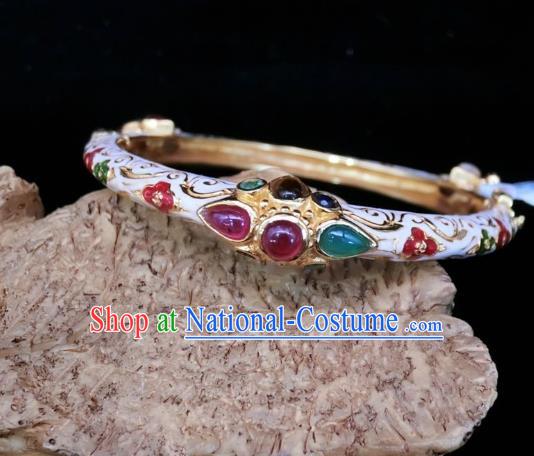 Handmade Chinese National Enamel Bracelet Gems Bangle Wristlet Accessories