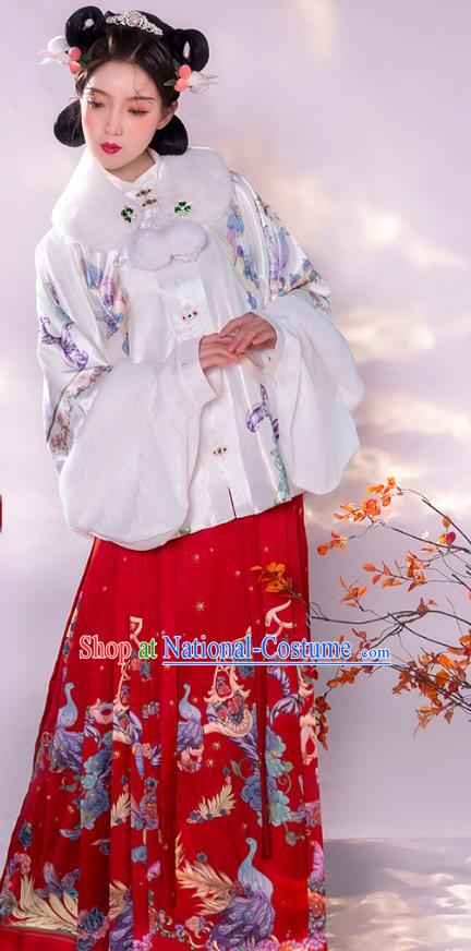 Traditional China Ming Dynasty Noble Lady Historical Clothing Ancient Young Beauty Hanfu Dress Apparels