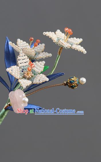 China Traditional Qing Dynasty Court Hairpin Classical Lily Flowers Hair Stick Hair Accessories